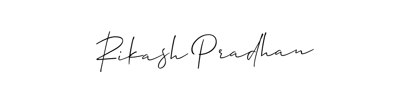 Also You can easily find your signature by using the search form. We will create Rikash Pradhan name handwritten signature images for you free of cost using Allison_Script sign style. Rikash Pradhan signature style 2 images and pictures png