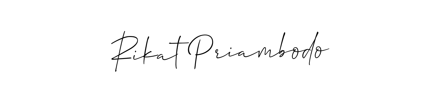 Also You can easily find your signature by using the search form. We will create Rikat Priambodo name handwritten signature images for you free of cost using Allison_Script sign style. Rikat Priambodo signature style 2 images and pictures png