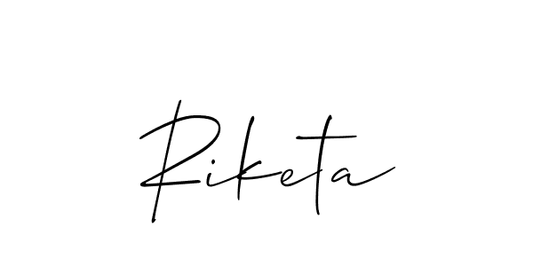 The best way (Allison_Script) to make a short signature is to pick only two or three words in your name. The name Riketa include a total of six letters. For converting this name. Riketa signature style 2 images and pictures png