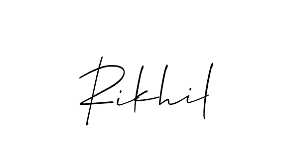 Also we have Rikhil name is the best signature style. Create professional handwritten signature collection using Allison_Script autograph style. Rikhil signature style 2 images and pictures png