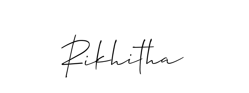 if you are searching for the best signature style for your name Rikhitha. so please give up your signature search. here we have designed multiple signature styles  using Allison_Script. Rikhitha signature style 2 images and pictures png