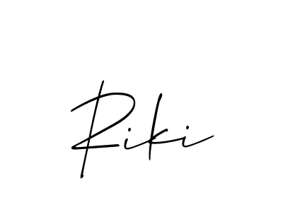 if you are searching for the best signature style for your name Riki. so please give up your signature search. here we have designed multiple signature styles  using Allison_Script. Riki signature style 2 images and pictures png