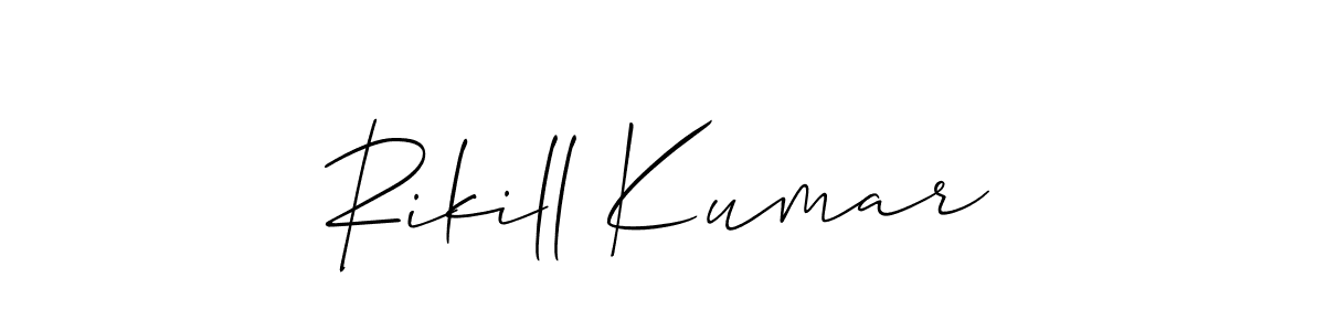 You should practise on your own different ways (Allison_Script) to write your name (Rikill Kumar) in signature. don't let someone else do it for you. Rikill Kumar signature style 2 images and pictures png