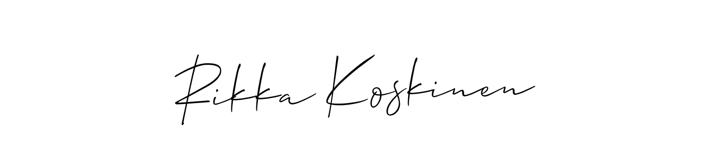 Allison_Script is a professional signature style that is perfect for those who want to add a touch of class to their signature. It is also a great choice for those who want to make their signature more unique. Get Rikka Koskinen name to fancy signature for free. Rikka Koskinen signature style 2 images and pictures png