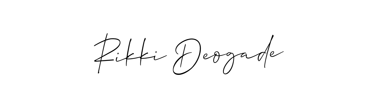 This is the best signature style for the Rikki Deogade name. Also you like these signature font (Allison_Script). Mix name signature. Rikki Deogade signature style 2 images and pictures png