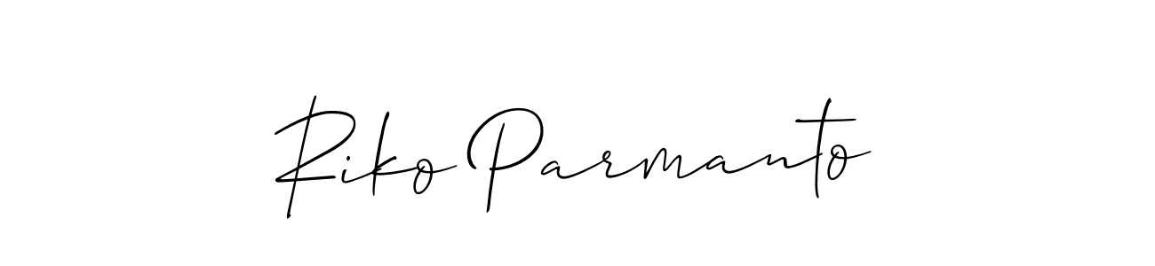 Use a signature maker to create a handwritten signature online. With this signature software, you can design (Allison_Script) your own signature for name Riko Parmanto. Riko Parmanto signature style 2 images and pictures png