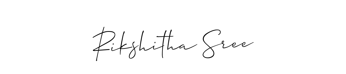How to make Rikshitha Sree name signature. Use Allison_Script style for creating short signs online. This is the latest handwritten sign. Rikshitha Sree signature style 2 images and pictures png