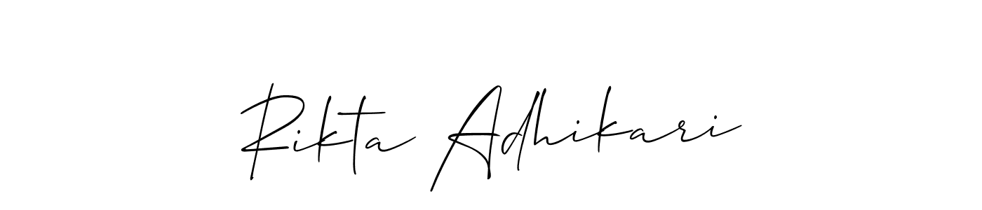 Also we have Rikta Adhikari name is the best signature style. Create professional handwritten signature collection using Allison_Script autograph style. Rikta Adhikari signature style 2 images and pictures png