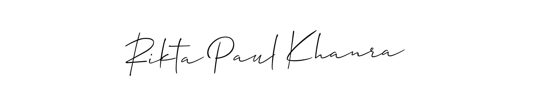 It looks lik you need a new signature style for name Rikta Paul Khanra. Design unique handwritten (Allison_Script) signature with our free signature maker in just a few clicks. Rikta Paul Khanra signature style 2 images and pictures png