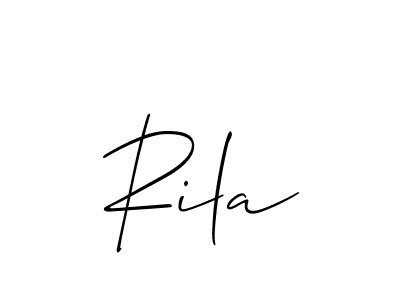 Use a signature maker to create a handwritten signature online. With this signature software, you can design (Allison_Script) your own signature for name Rila. Rila signature style 2 images and pictures png