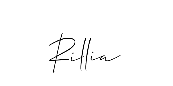 Create a beautiful signature design for name Rillia. With this signature (Allison_Script) fonts, you can make a handwritten signature for free. Rillia signature style 2 images and pictures png