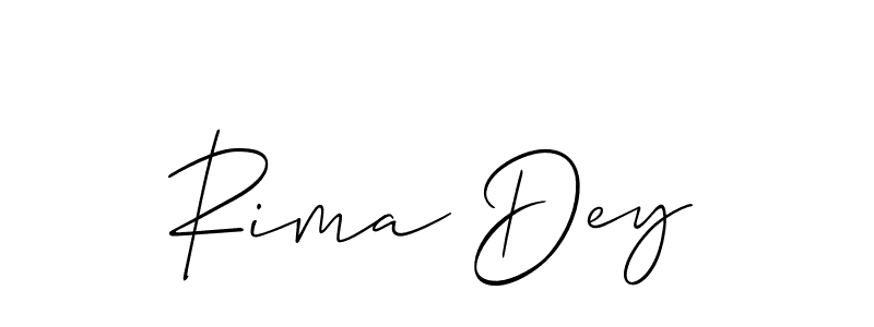 Use a signature maker to create a handwritten signature online. With this signature software, you can design (Allison_Script) your own signature for name Rima Dey. Rima Dey signature style 2 images and pictures png