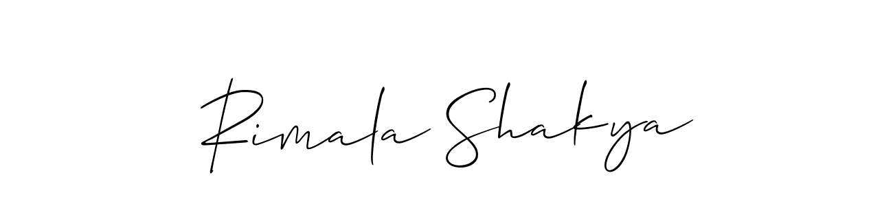 How to make Rimala Shakya name signature. Use Allison_Script style for creating short signs online. This is the latest handwritten sign. Rimala Shakya signature style 2 images and pictures png
