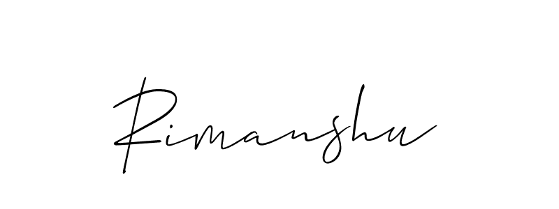 Make a beautiful signature design for name Rimanshu. With this signature (Allison_Script) style, you can create a handwritten signature for free. Rimanshu signature style 2 images and pictures png