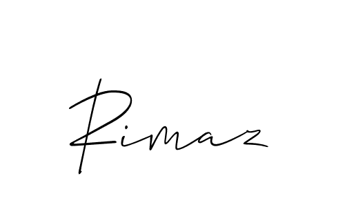 Use a signature maker to create a handwritten signature online. With this signature software, you can design (Allison_Script) your own signature for name Rimaz. Rimaz signature style 2 images and pictures png