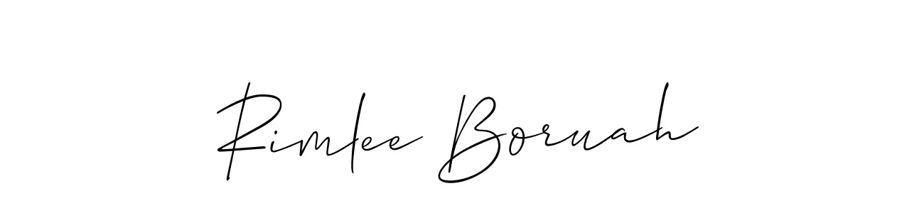 Create a beautiful signature design for name Rimlee Boruah. With this signature (Allison_Script) fonts, you can make a handwritten signature for free. Rimlee Boruah signature style 2 images and pictures png