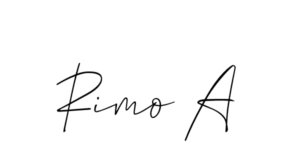 The best way (Allison_Script) to make a short signature is to pick only two or three words in your name. The name Rimo A include a total of six letters. For converting this name. Rimo A signature style 2 images and pictures png