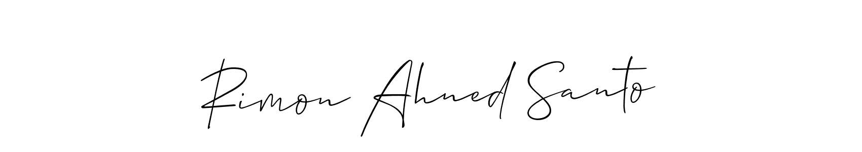 You should practise on your own different ways (Allison_Script) to write your name (Rimon Ahned Santo) in signature. don't let someone else do it for you. Rimon Ahned Santo signature style 2 images and pictures png