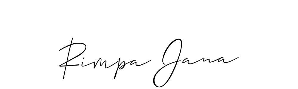 Use a signature maker to create a handwritten signature online. With this signature software, you can design (Allison_Script) your own signature for name Rimpa Jana. Rimpa Jana signature style 2 images and pictures png