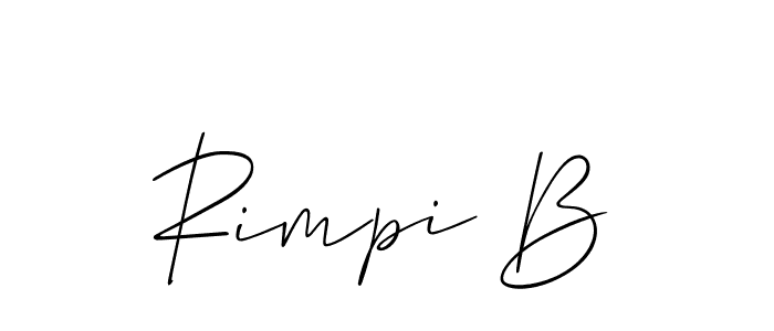 It looks lik you need a new signature style for name Rimpi B. Design unique handwritten (Allison_Script) signature with our free signature maker in just a few clicks. Rimpi B signature style 2 images and pictures png