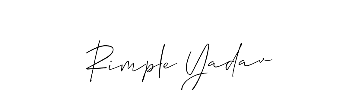 Make a beautiful signature design for name Rimple Yadav. With this signature (Allison_Script) style, you can create a handwritten signature for free. Rimple Yadav signature style 2 images and pictures png