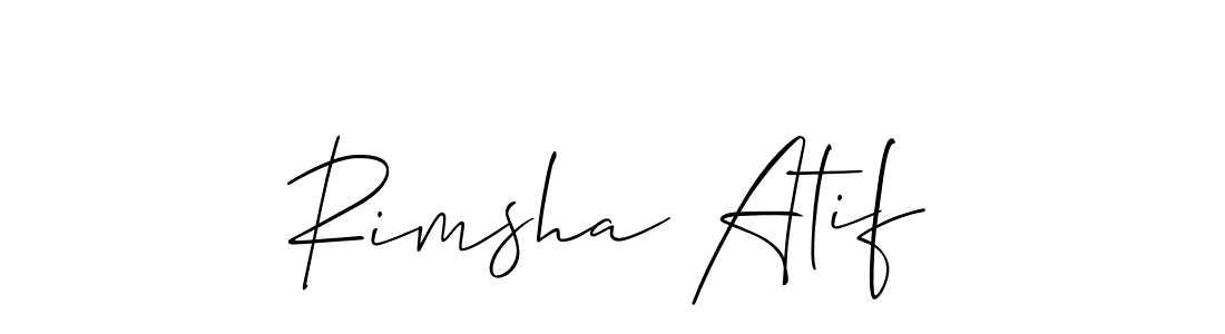 How to make Rimsha Atif name signature. Use Allison_Script style for creating short signs online. This is the latest handwritten sign. Rimsha Atif signature style 2 images and pictures png