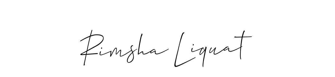 You should practise on your own different ways (Allison_Script) to write your name (Rimsha Liquat) in signature. don't let someone else do it for you. Rimsha Liquat signature style 2 images and pictures png