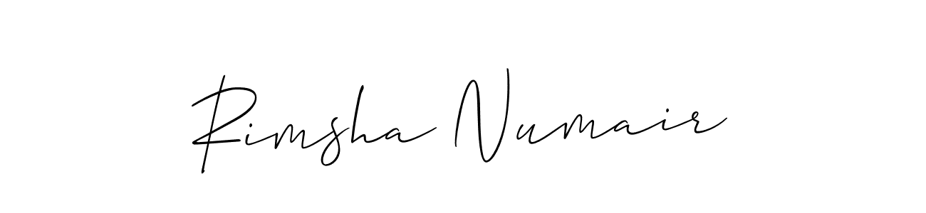 Rimsha Numair stylish signature style. Best Handwritten Sign (Allison_Script) for my name. Handwritten Signature Collection Ideas for my name Rimsha Numair. Rimsha Numair signature style 2 images and pictures png
