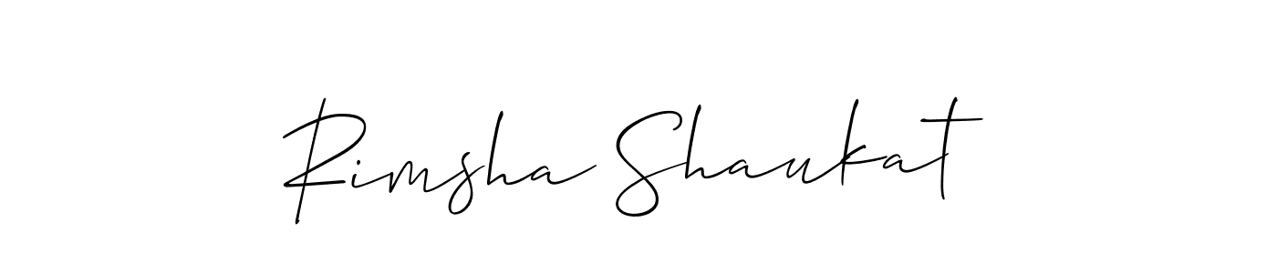 Also we have Rimsha Shaukat name is the best signature style. Create professional handwritten signature collection using Allison_Script autograph style. Rimsha Shaukat signature style 2 images and pictures png