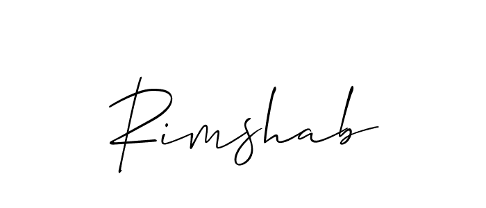 Make a beautiful signature design for name Rimshab. With this signature (Allison_Script) style, you can create a handwritten signature for free. Rimshab signature style 2 images and pictures png