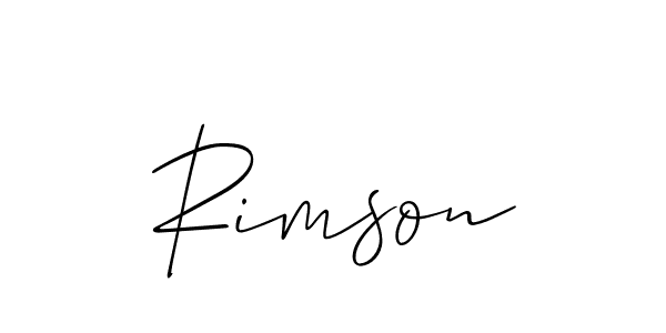 It looks lik you need a new signature style for name Rimson. Design unique handwritten (Allison_Script) signature with our free signature maker in just a few clicks. Rimson signature style 2 images and pictures png