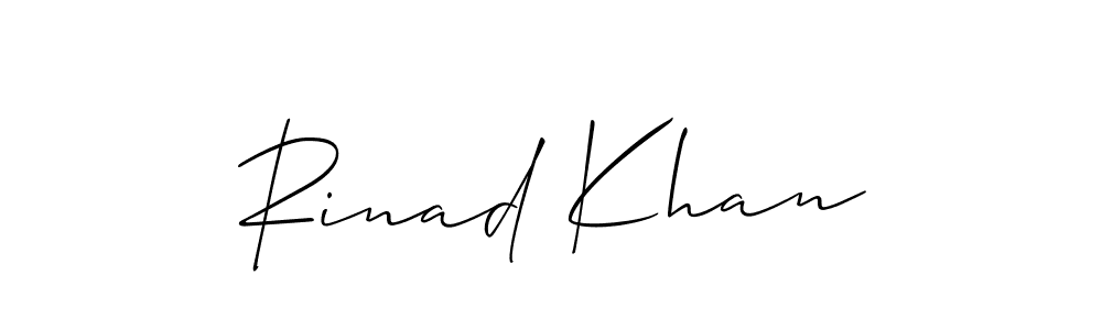 The best way (Allison_Script) to make a short signature is to pick only two or three words in your name. The name Rinad Khan include a total of six letters. For converting this name. Rinad Khan signature style 2 images and pictures png