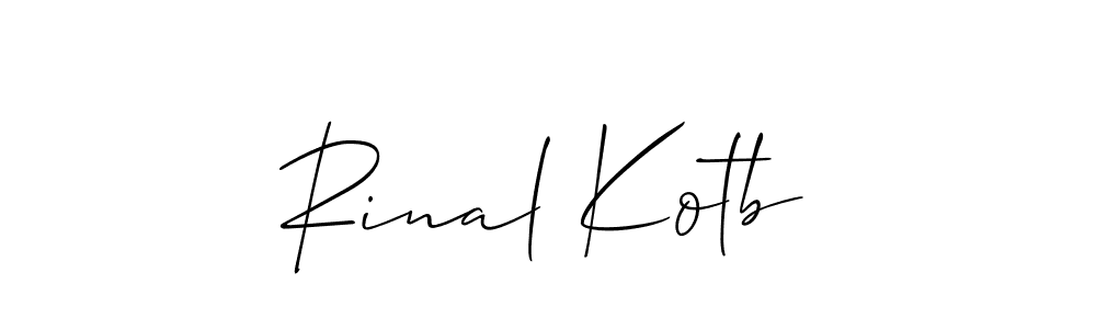 You should practise on your own different ways (Allison_Script) to write your name (Rinal Kotb) in signature. don't let someone else do it for you. Rinal Kotb signature style 2 images and pictures png
