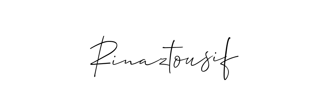 Allison_Script is a professional signature style that is perfect for those who want to add a touch of class to their signature. It is also a great choice for those who want to make their signature more unique. Get Rinaztousif name to fancy signature for free. Rinaztousif signature style 2 images and pictures png