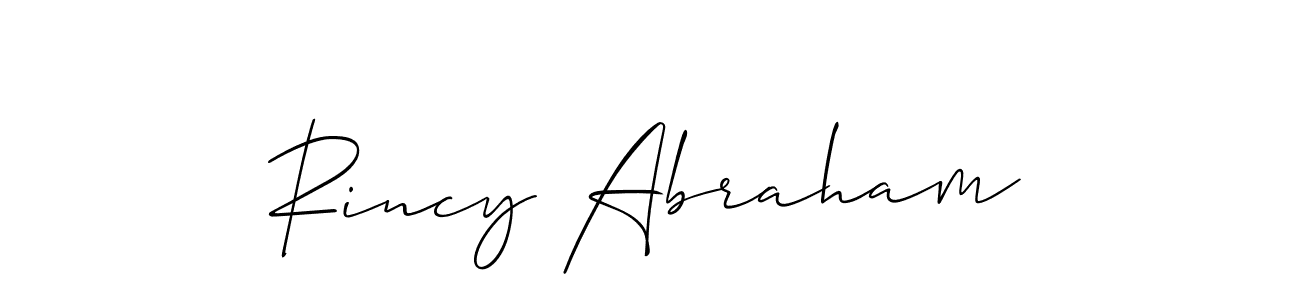 It looks lik you need a new signature style for name Rincy Abraham. Design unique handwritten (Allison_Script) signature with our free signature maker in just a few clicks. Rincy Abraham signature style 2 images and pictures png