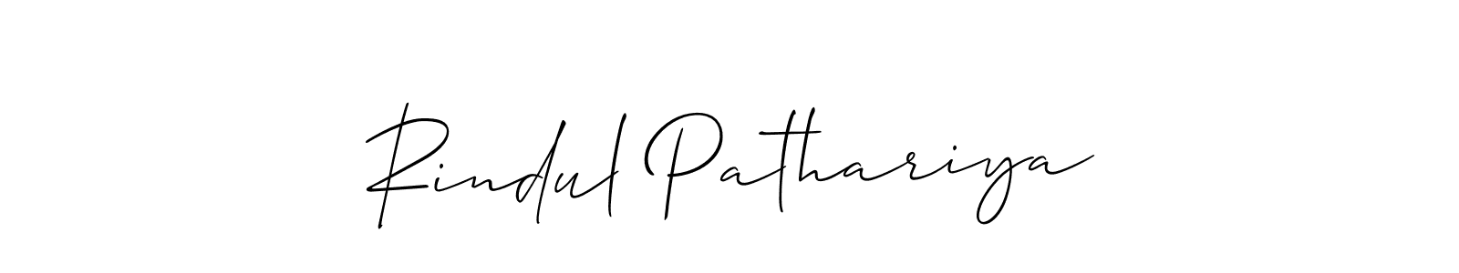 Create a beautiful signature design for name Rindul Pathariya. With this signature (Allison_Script) fonts, you can make a handwritten signature for free. Rindul Pathariya signature style 2 images and pictures png