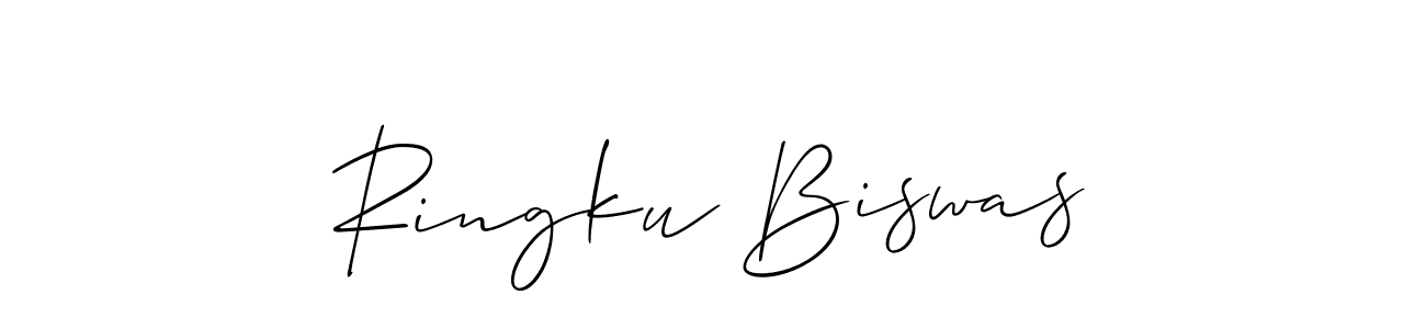 Similarly Allison_Script is the best handwritten signature design. Signature creator online .You can use it as an online autograph creator for name Ringku Biswas. Ringku Biswas signature style 2 images and pictures png