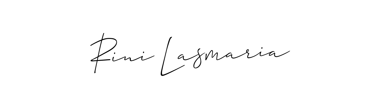 Make a short Rini Lasmaria signature style. Manage your documents anywhere anytime using Allison_Script. Create and add eSignatures, submit forms, share and send files easily. Rini Lasmaria signature style 2 images and pictures png