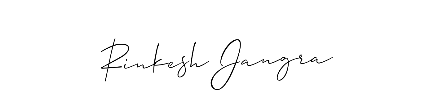 Also You can easily find your signature by using the search form. We will create Rinkesh Jangra name handwritten signature images for you free of cost using Allison_Script sign style. Rinkesh Jangra signature style 2 images and pictures png