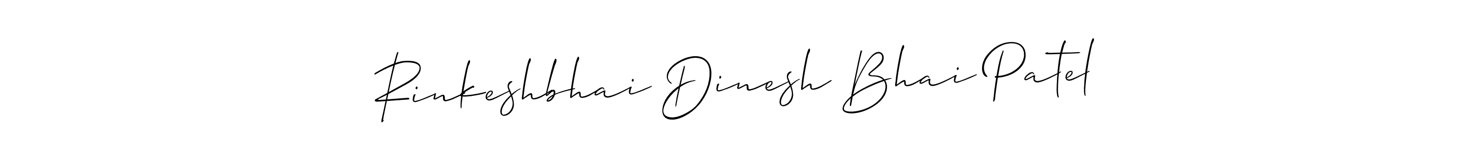 How to make Rinkeshbhai Dinesh Bhai Patel name signature. Use Allison_Script style for creating short signs online. This is the latest handwritten sign. Rinkeshbhai Dinesh Bhai Patel signature style 2 images and pictures png