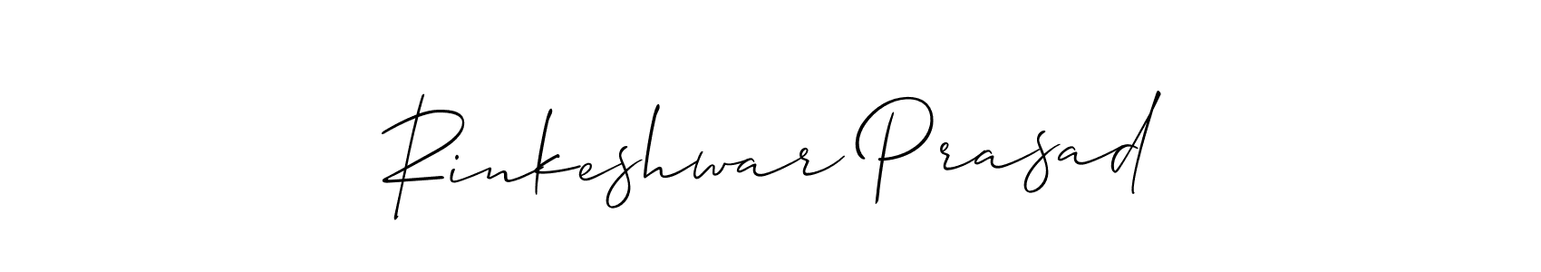The best way (Allison_Script) to make a short signature is to pick only two or three words in your name. The name Rinkeshwar Prasad include a total of six letters. For converting this name. Rinkeshwar Prasad signature style 2 images and pictures png