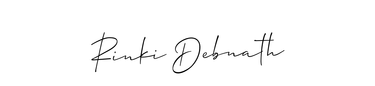 Make a beautiful signature design for name Rinki Debnath. With this signature (Allison_Script) style, you can create a handwritten signature for free. Rinki Debnath signature style 2 images and pictures png