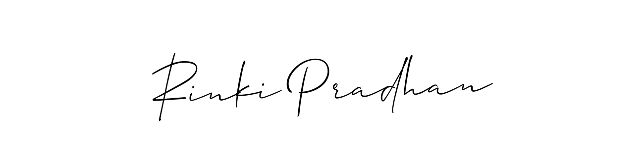 Make a beautiful signature design for name Rinki Pradhan. With this signature (Allison_Script) style, you can create a handwritten signature for free. Rinki Pradhan signature style 2 images and pictures png