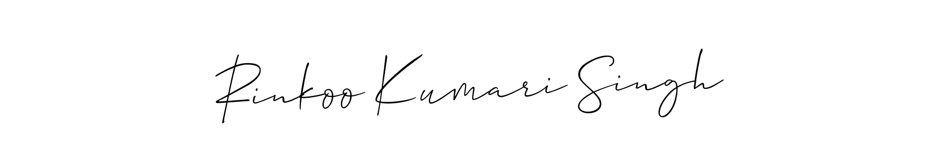 You should practise on your own different ways (Allison_Script) to write your name (Rinkoo Kumari Singh) in signature. don't let someone else do it for you. Rinkoo Kumari Singh signature style 2 images and pictures png
