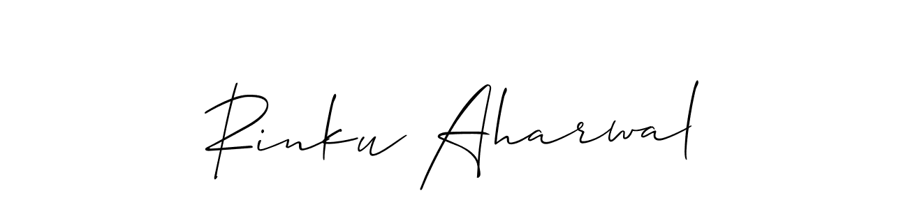 Allison_Script is a professional signature style that is perfect for those who want to add a touch of class to their signature. It is also a great choice for those who want to make their signature more unique. Get Rinku Aharwal name to fancy signature for free. Rinku Aharwal signature style 2 images and pictures png