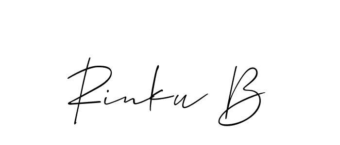 Use a signature maker to create a handwritten signature online. With this signature software, you can design (Allison_Script) your own signature for name Rinku B. Rinku B signature style 2 images and pictures png