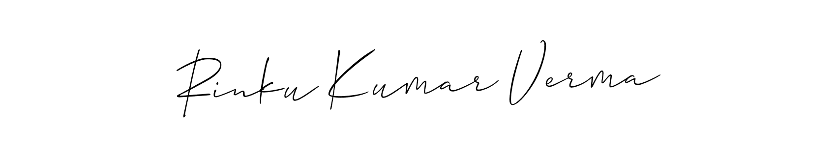 You should practise on your own different ways (Allison_Script) to write your name (Rinku Kumar Verma) in signature. don't let someone else do it for you. Rinku Kumar Verma signature style 2 images and pictures png
