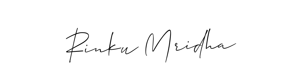 How to make Rinku Mridha name signature. Use Allison_Script style for creating short signs online. This is the latest handwritten sign. Rinku Mridha signature style 2 images and pictures png