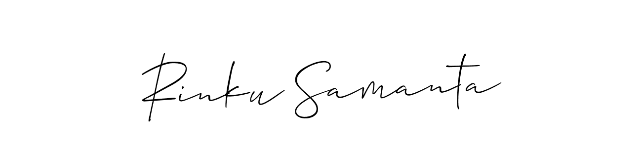 if you are searching for the best signature style for your name Rinku Samanta. so please give up your signature search. here we have designed multiple signature styles  using Allison_Script. Rinku Samanta signature style 2 images and pictures png