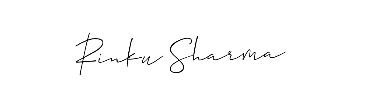 Allison_Script is a professional signature style that is perfect for those who want to add a touch of class to their signature. It is also a great choice for those who want to make their signature more unique. Get Rinku Sharma name to fancy signature for free. Rinku Sharma signature style 2 images and pictures png